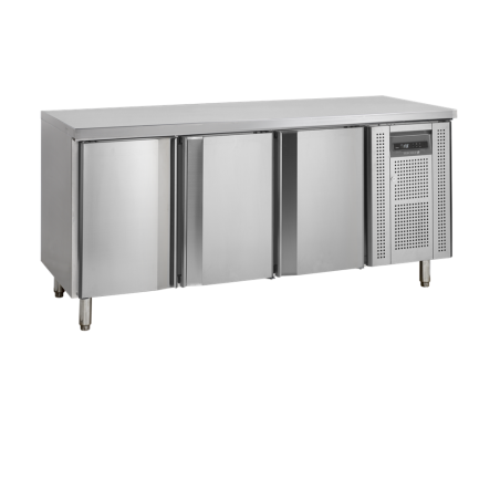 Negative Stainless Steel Refrigerated Table - 3 Doors - GN 1/1 TEFCOLD: optimal preservation of fresh products Negative Stainless Steel Refrigerated Table - 3 Doors - GN 1/1 TEFCOLD: optimal preservation of fresh products
