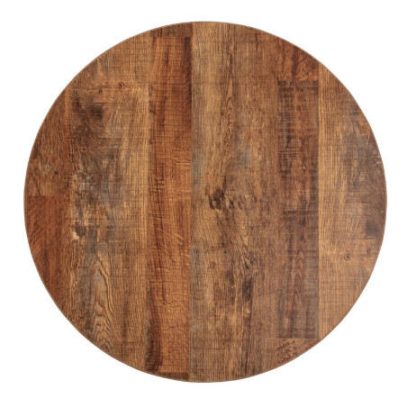 Round Table Top with Aged Wood Effect - 600mm - Bolero Round Table Top with Aged Wood Effect - 600mm - Bolero