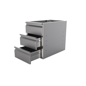 Μπλοκ 3 Συρτάρια Inox - Combisteel, Μεγάλη Χωρητικότητα Αποθήκευσης