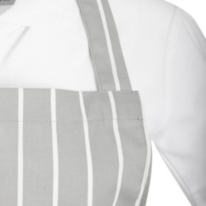Ριγέ Γκρι και Λευκή Ποδιά Bavette - Whites Chefs Clothing