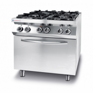 Κουζίνα Kitchen Line - 4 εστίες με ηλεκτρικό φούρνο συμπυκνωτή GN 1/1 - Μάρκα HENDI - Fourniresto